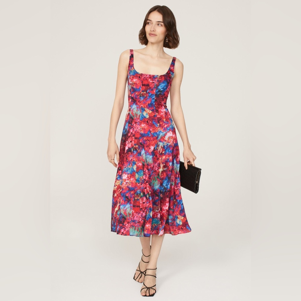 Donna Karan Multicolor Floral Midi Dress